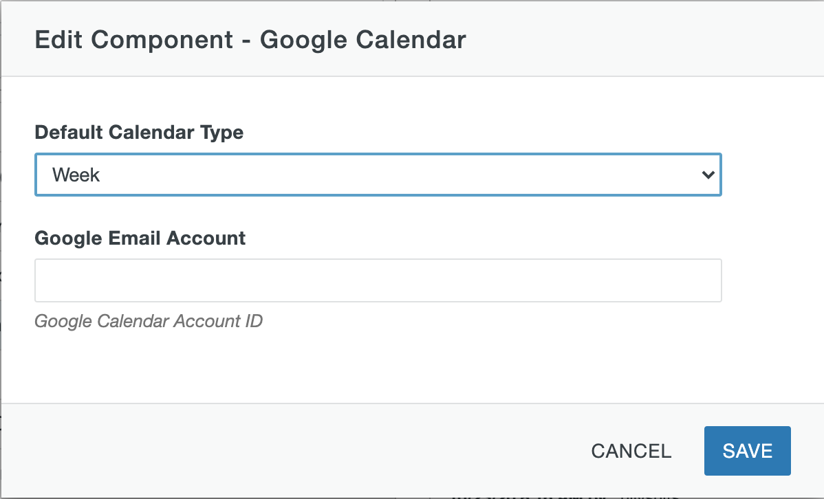 google calendar modal