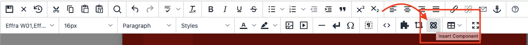 toolbar insert component button