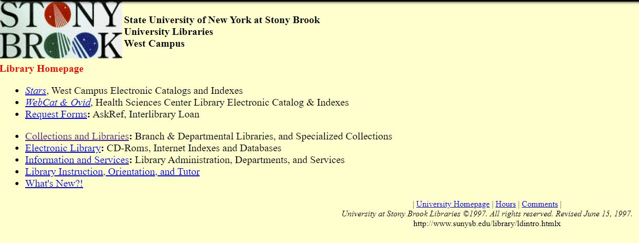 Library website, 1997.