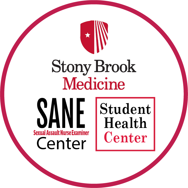 Medical logos for Stony Brook Medicine, Student Health and SANE Center