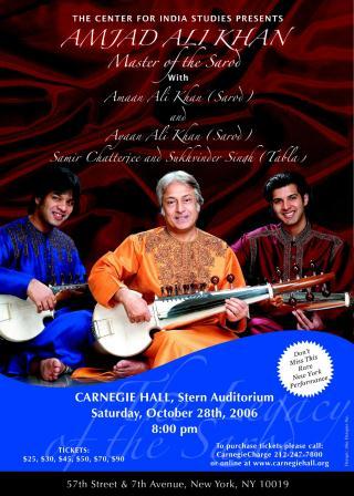 Amjad Ali Khan Carnegie 2006 Poster TN