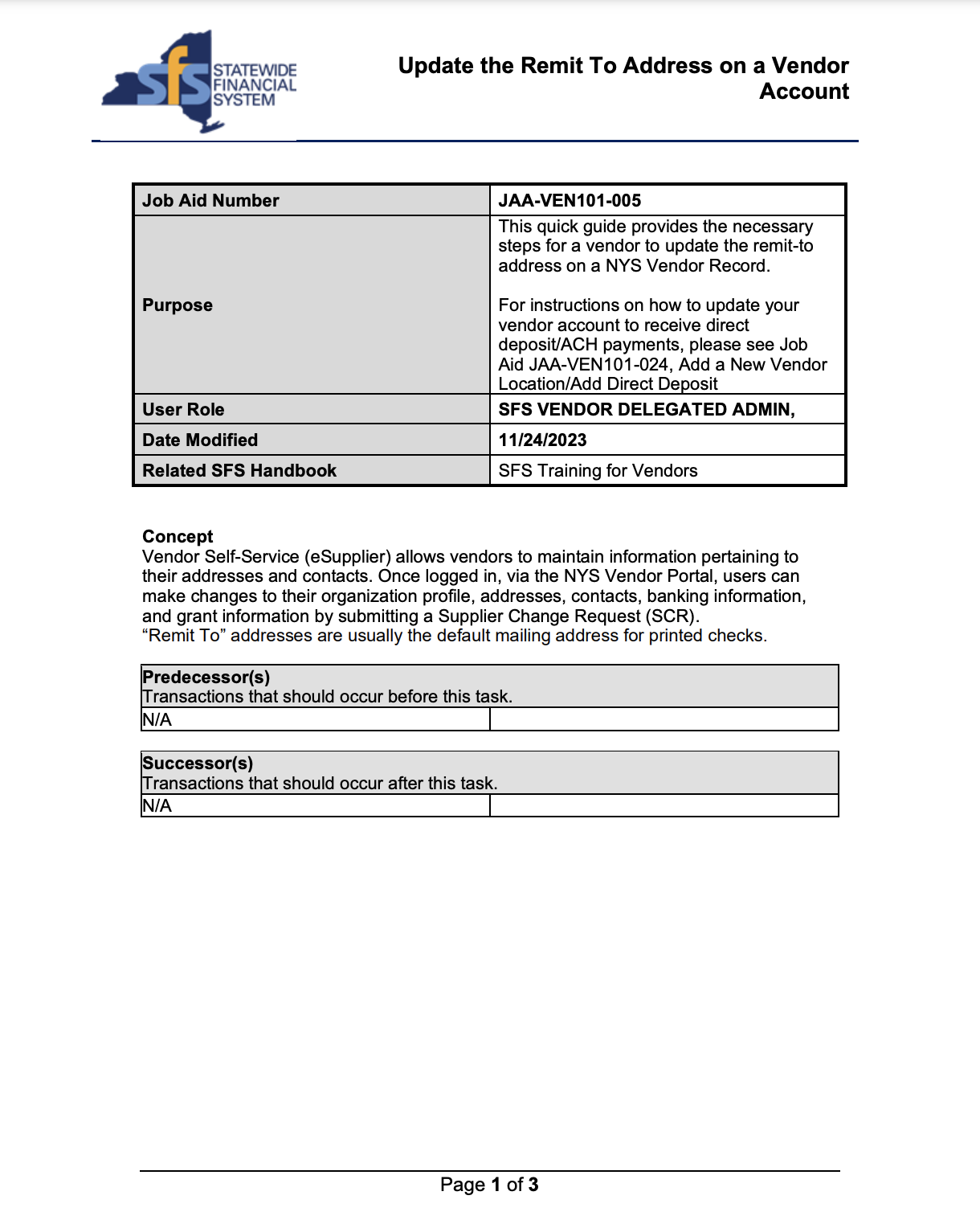 Add an Address to an NYS Vendor Record