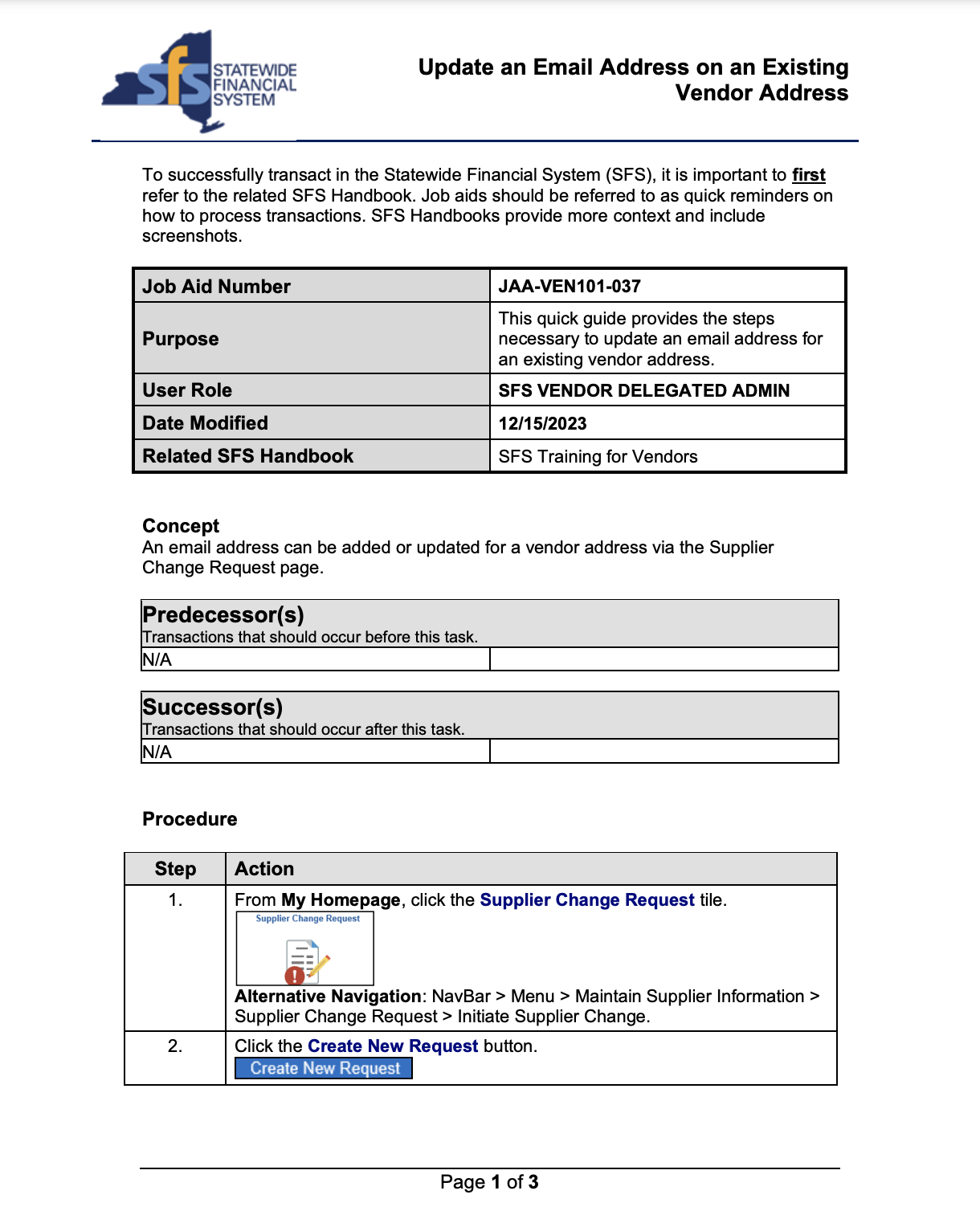 Update an Email Address on an Existing Vendor Address