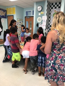 Students take a look at their projects.