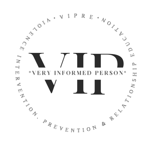 circle that reads "vipre: violence intervention, prevention and relationship education" with the letters VIPRE in the middle of the circle